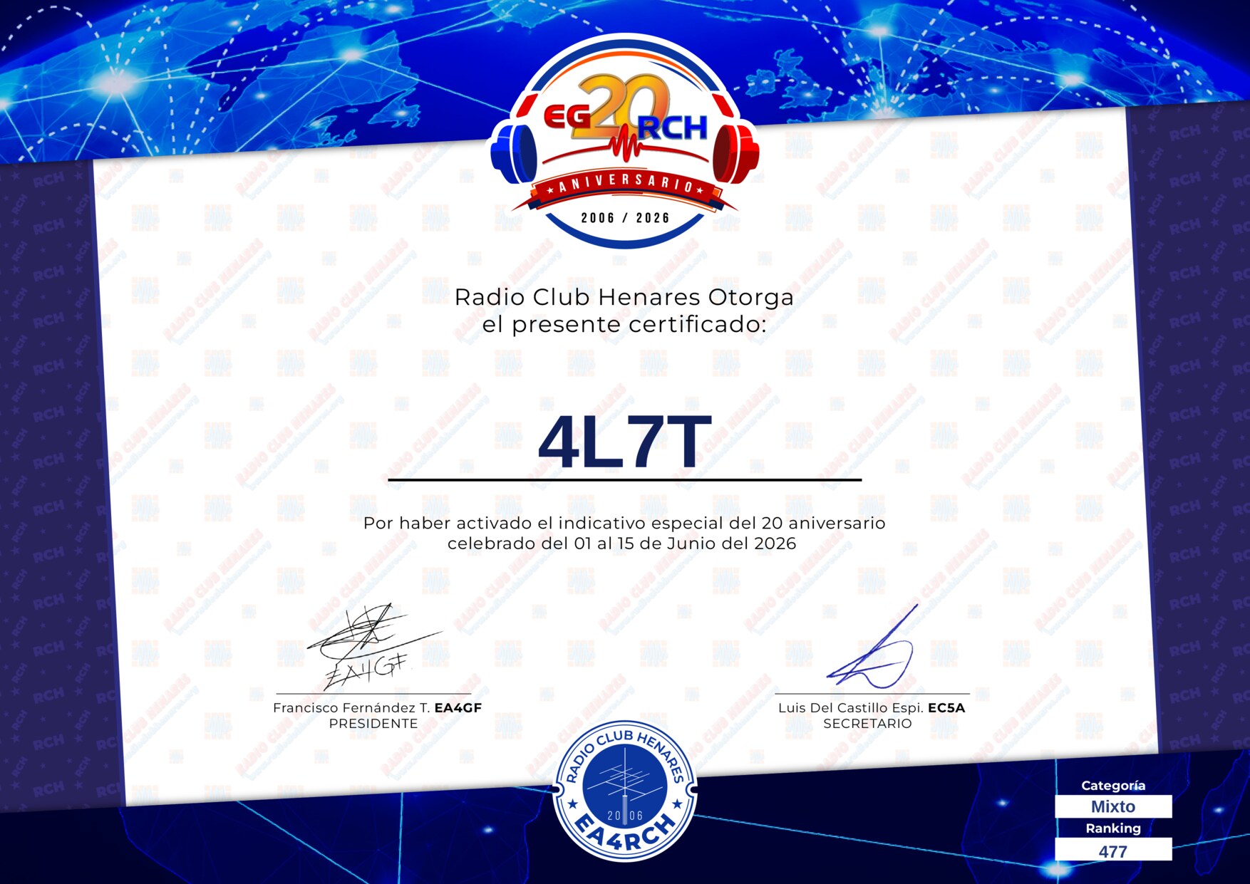 Diploma EG20RCH de 4L7T