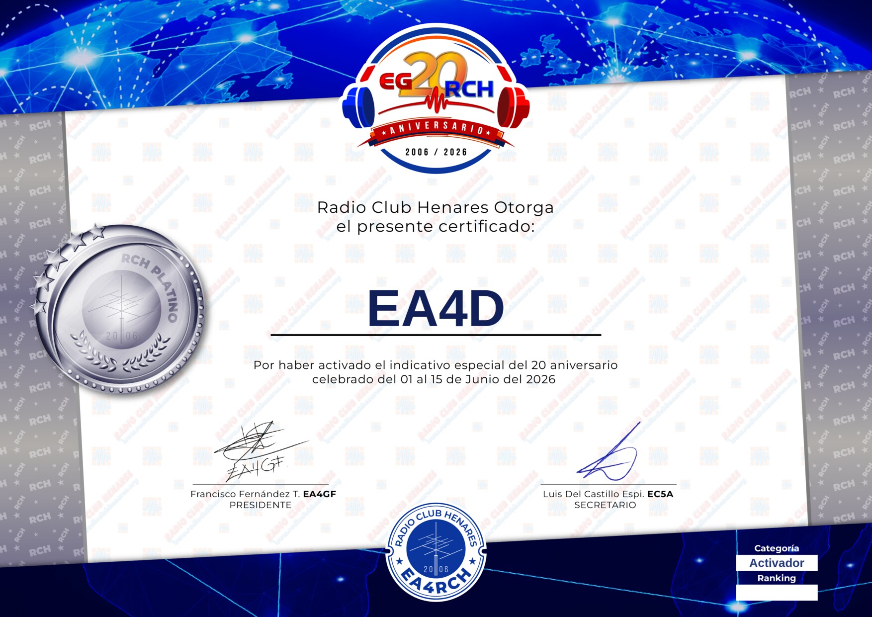 Diploma EG20RCH de EA4D