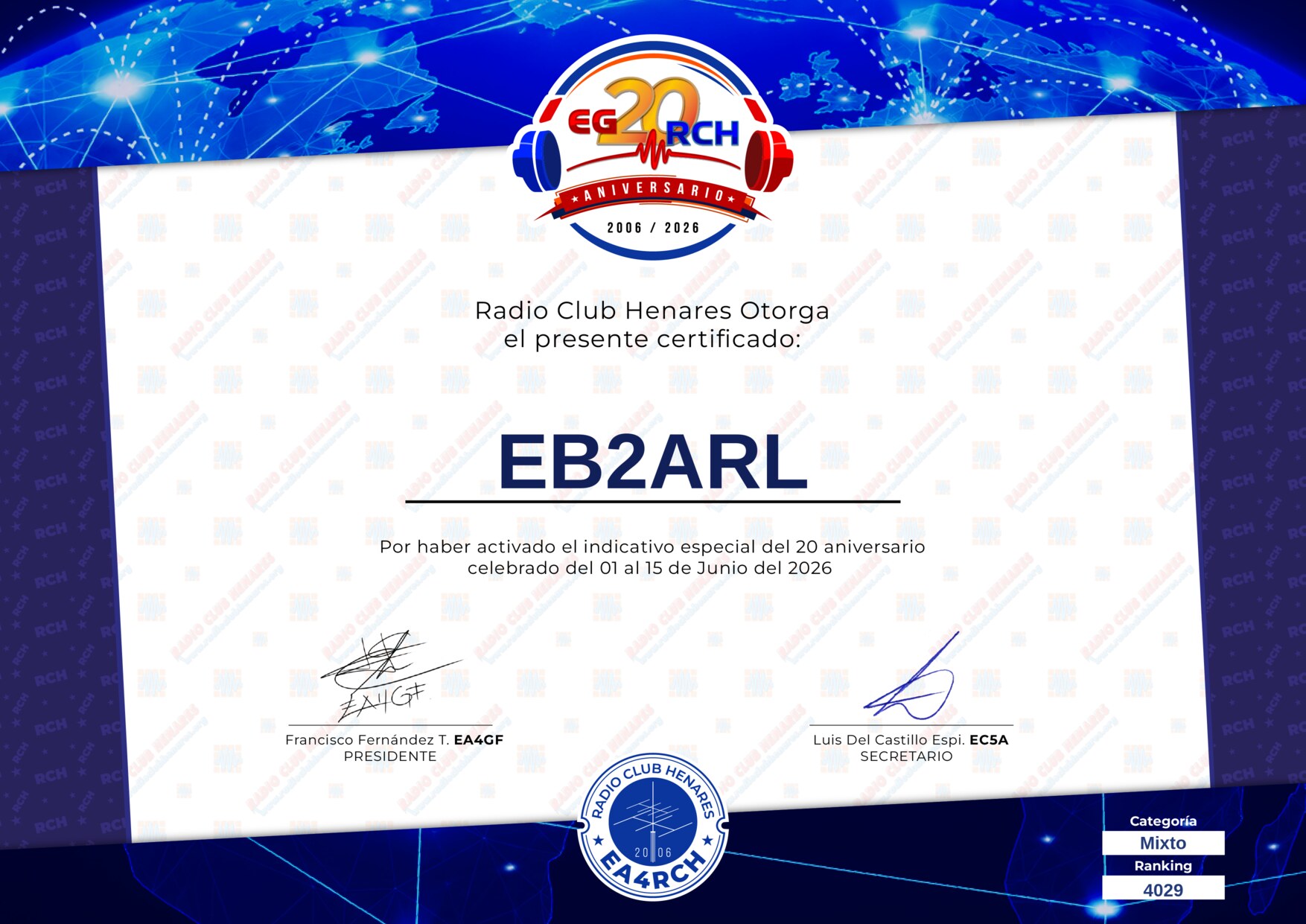 Diploma EG20RCH de EB2ARL