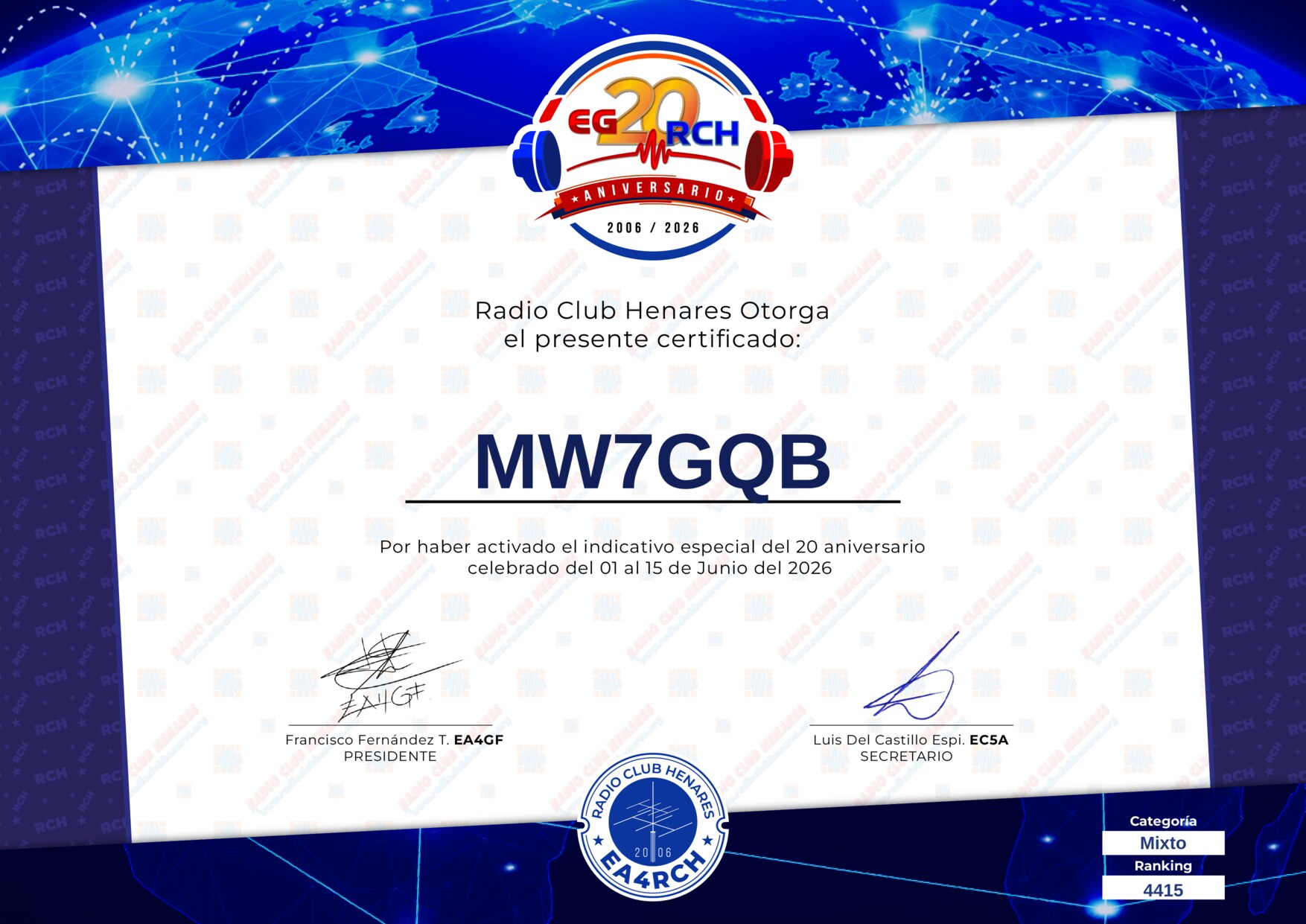Diploma EG20RCH de MW7GQB