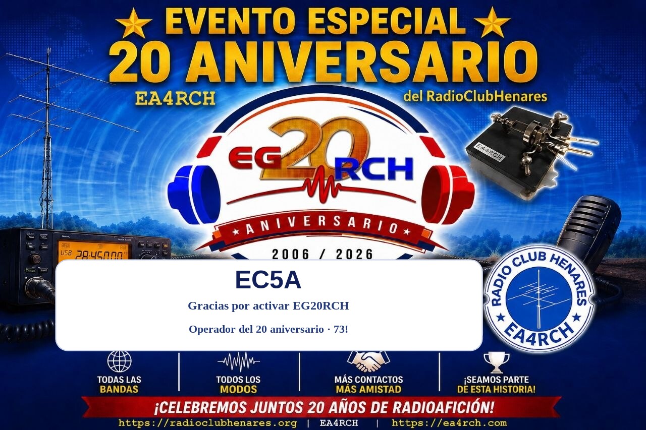 QSL especial de activador EG20RCH · EC5A