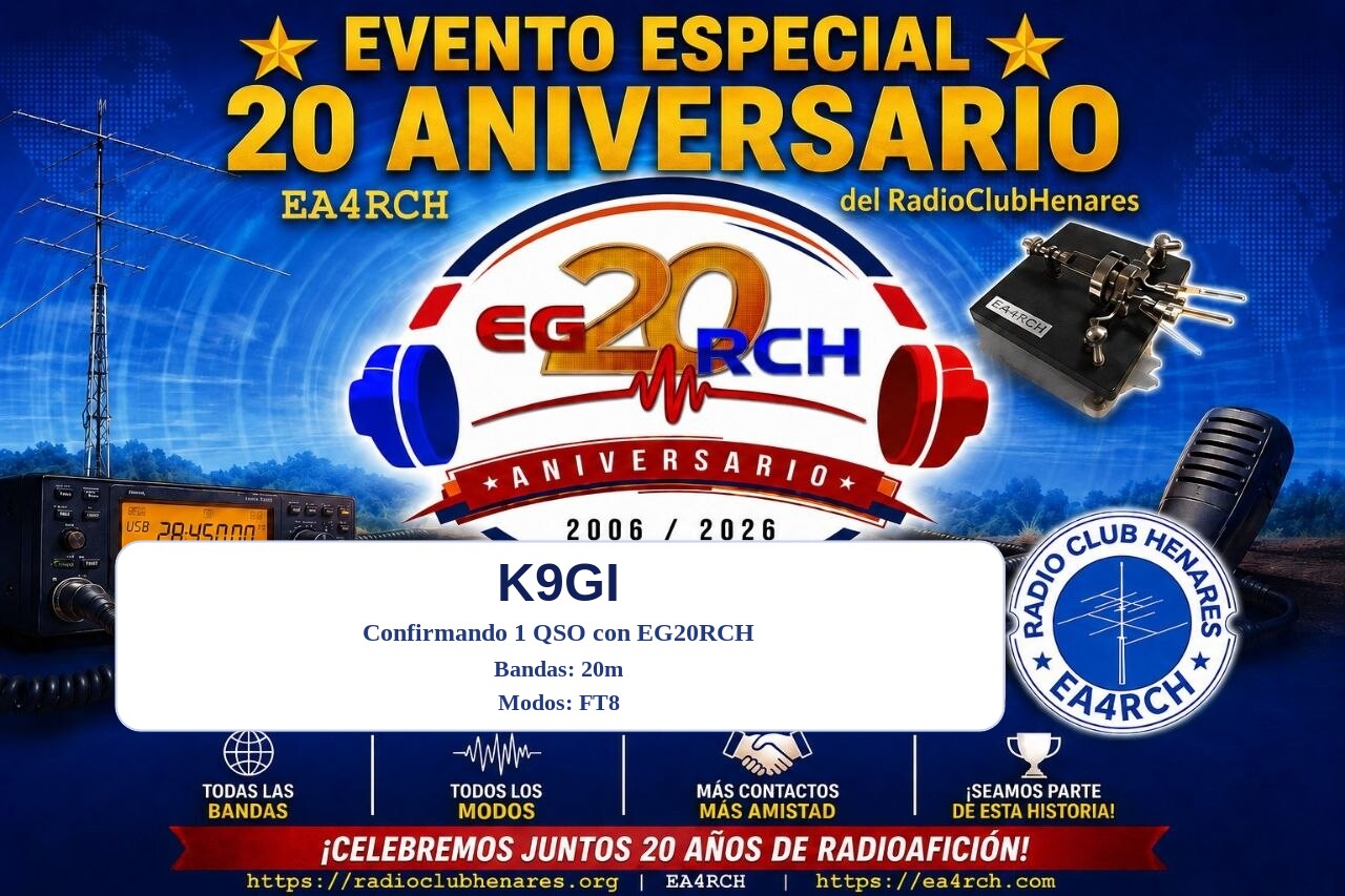 QSL EG20RCH para K9GI