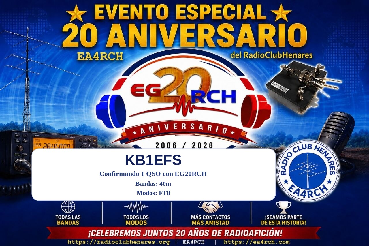 QSL EG20RCH para KB1EFS